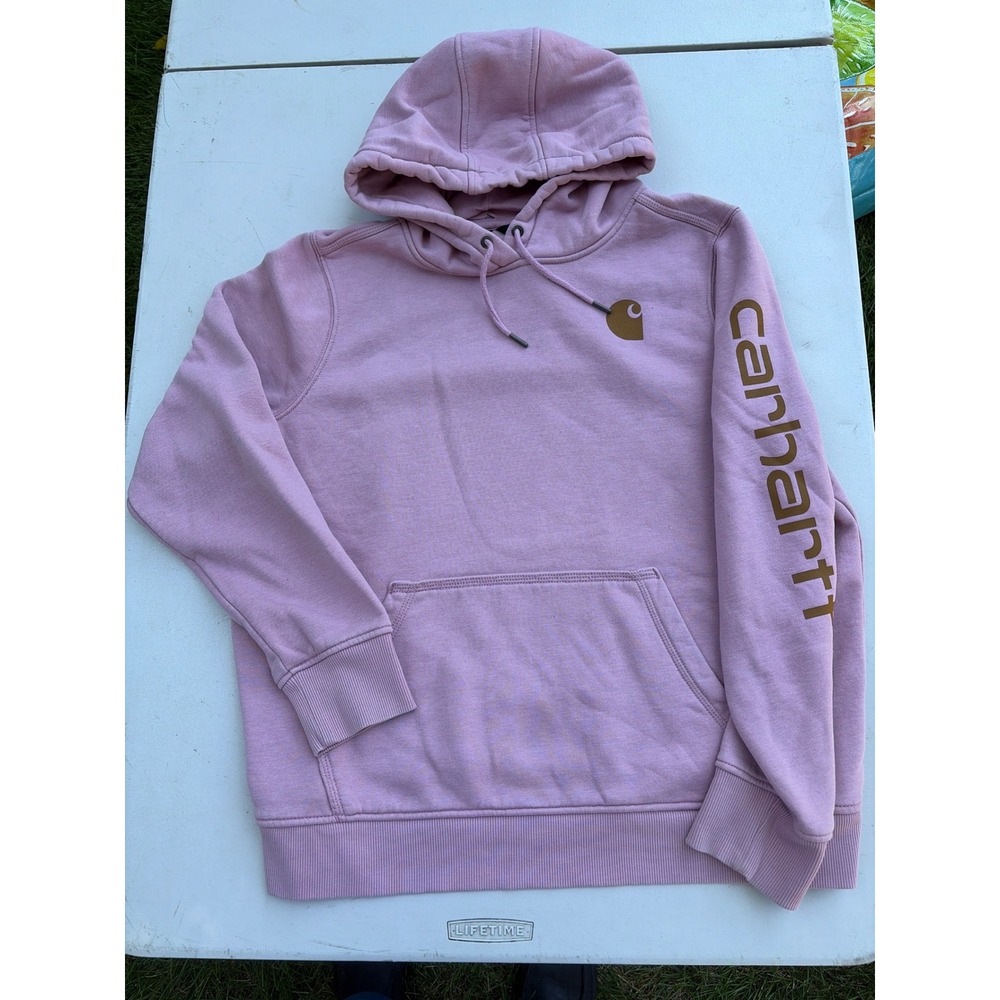 Carhartt Relaxed Fit Graphic Sleeve Hoodie Pink Mauve TS0288-W Mens XL